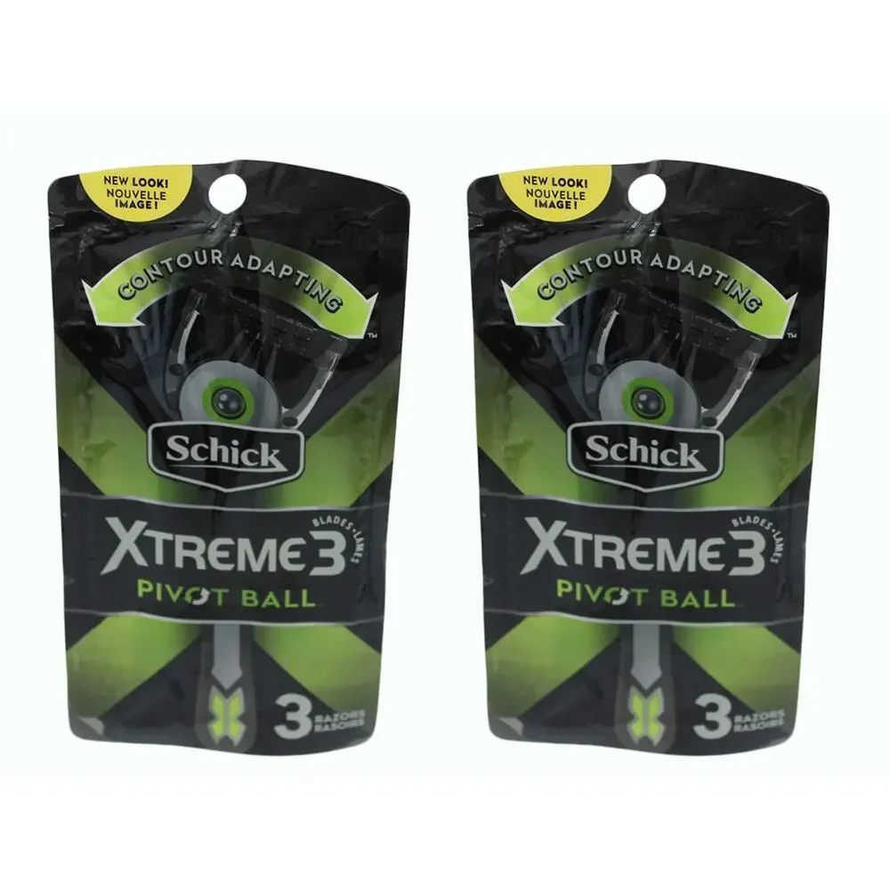 Men Razor Schick Xtreme3 Pivot Ball 3 Blades Men Disposable Razor 2 Pack‎